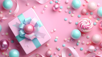 Happy Mother's Day, Women's Day, Valentine's Day or Birthday Pastel Candy Colours Background