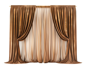 Brown curtain isolated on transparent background