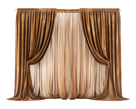 Brown curtain isolated on transparent background