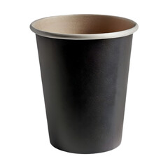 Black paper cup isolated on transparent background