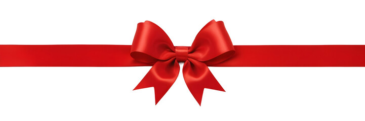 Red ribbon with bow isolated on white background