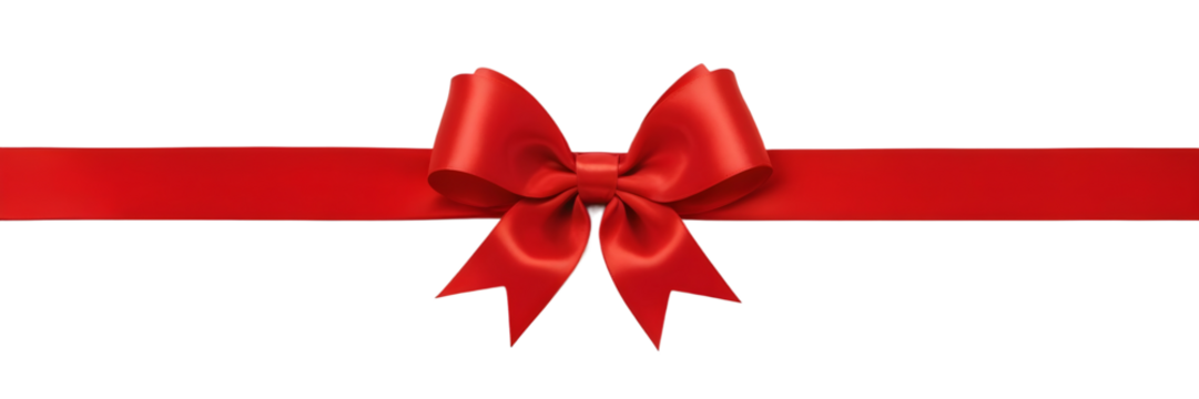 Red ribbon with bow isolated on white background - Powered by Adobe