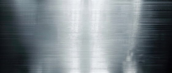 Metal sheet background, panoramic shiny stainless steel plate, abstract grey silver smooth surface. Theme of aluminum, chrome, iron texture and platinum