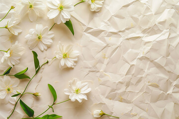 Texture background with white flowers. Card, Banner  for wedding 