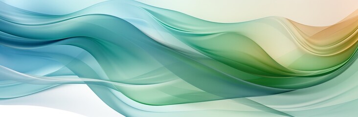Elegant abstract wave design with a smooth blend of blue and green colors on a soft gradient background, creating a sense of calm movement and flow for versatile use