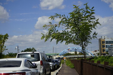 교통풍경의 다리모습인다