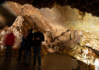 Scenic inside view of Koneprusy caves, Czech Republic