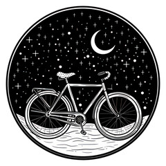 Fototapeta premium PNG Surreal aesthetic bicycle logo art transportation vehicle.