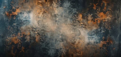 Wide panoramic abstract texture resembling a grunge metal surface with traces of rust and paint, ideal for backgrounds in industrial or artistic design projects
