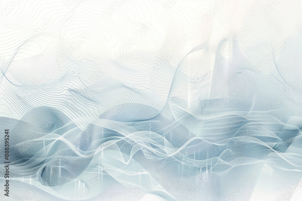 Poster blue and white abstract background with waves. aig51a.