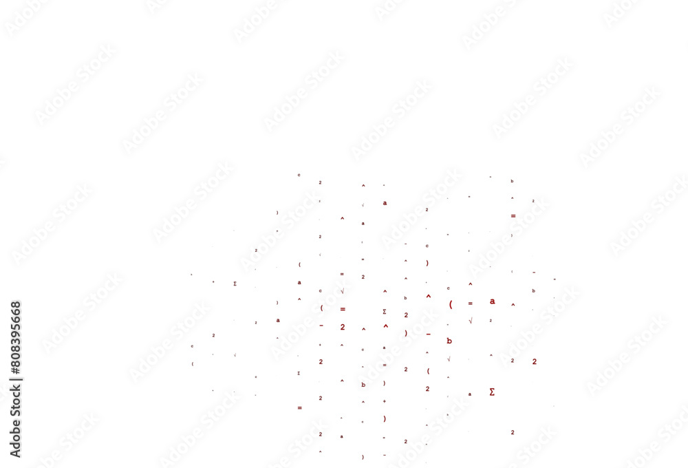 Poster light red vector texture with mathematic symbols.