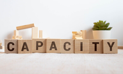 CAPACITY word made with building blocks