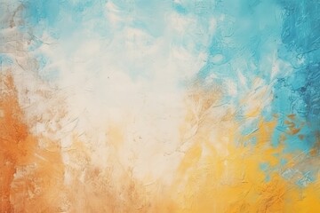 Vibrant abstract background with a blend of sunrise hues in orange and blue creating a textured, ethereal backdrop suitable for creative projects and graphic design elements