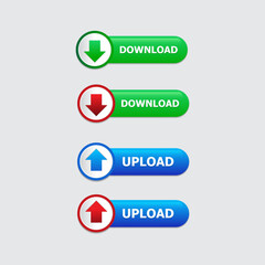Vector 3d style download upload button icon design