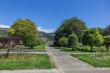 Garden of the Franciscan monastery on the hill of Cimiez. The garden and church of the Cimiez monastery have been used by Franciscan monks since the 16th century. Nice, France.
