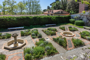 Garden of the Franciscan monastery on the hill of Cimiez. The garden and church of the Cimiez...