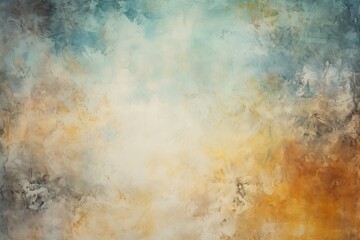 Elegant and ethereal abstract artistic texture background with blue and gold painting. Blended watercolor and pastel. Featuring dreamlike and soft focus elements for contemporary art. Modern wallpaper