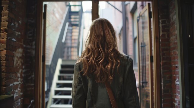 The Woman Walks Out Of Her Apartment And Into The World. She Is Ready To Take On The Day.