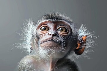 cheeky monkey grinning mischievously playful wildlife closeup portrait digital animal illustration