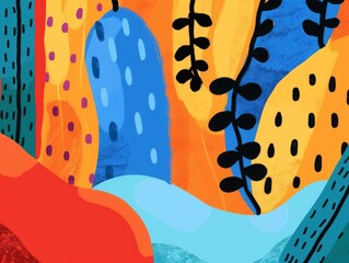 Fototapeta premium Abstract illustration with raspberry-shaped lines and vibrant, textured backdrop in a poster vector style.