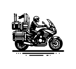 touring motorcycle simple icon minimal black and white 