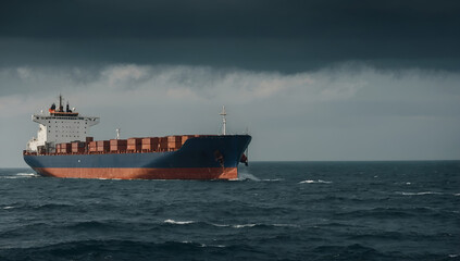 cargo ship in the middle of the sea