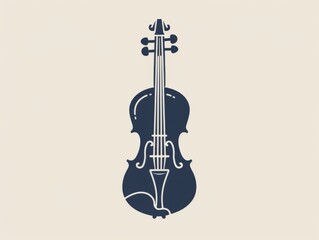 Fototapeta premium A stylized icon of a violin in a flat design with low detail and simplified features, set against a plain background.