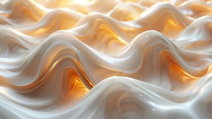 Create an image of a smooth, creamy, liquid surface with gentle waves and a soft, warm glow.