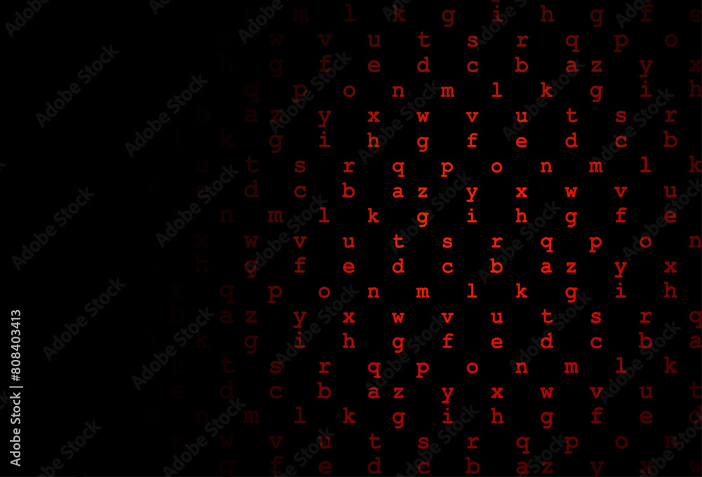 Poster dark red vector texture with abc characters.