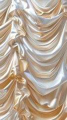 An elegant flow of pearl white and rich gold waves, rising with a royal grace, reminiscent of a lavish opera curtain.