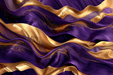 An elegant display of royal purple and gold waves gracefully merging, their rich colors creating a luxurious and opulent tapestry.