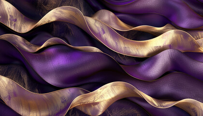 An elegant fusion of royal purple and soft gold waves, flowing together in a luxurious pattern reminiscent of a king's robe.