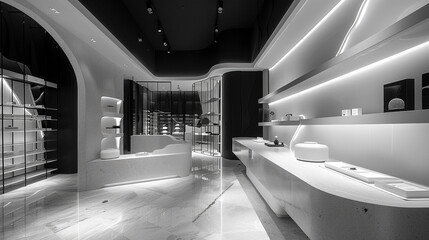 with a black and white color scheme and minimalist design interior design