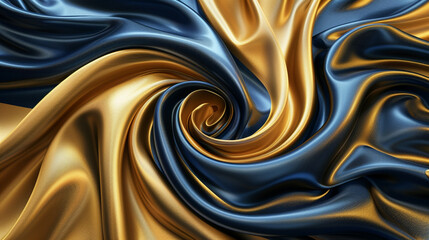 An elegant swirl of gold and midnight blue waves, merging in a luxurious pattern that resembles the opulent fabrics of a royal gown.
