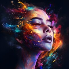 Beautiful fantasy abstract portrait of a beautiful woman. Generative AI.