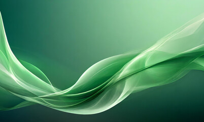 green abstract swoop swirl with smoke and fog