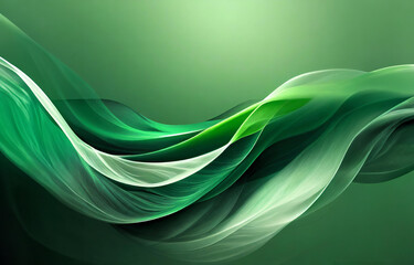 green abstract swoop swirl with smoke and fog