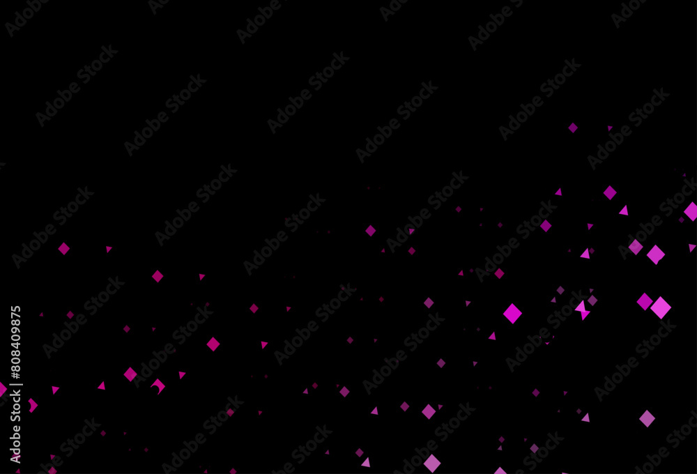 Wall mural Dark pink vector background with triangles, circles, cubes.