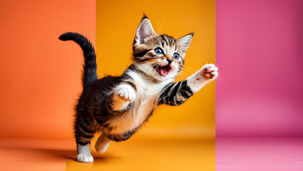 A cute cat struggles