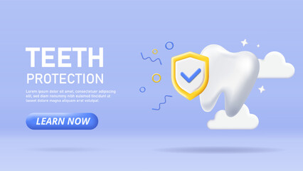 3D Teeth protection vector poster