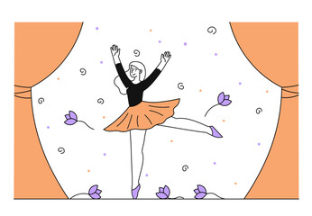 Ballerina woman performs at scene vector simple