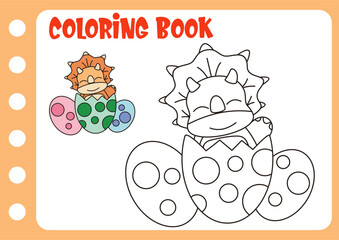coloring book for kids. coloring dino in the egg