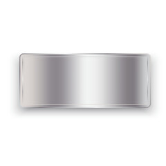 Silver metal button icon. Horizontal orientation. Reflective shiny surface. Vector graphic.
