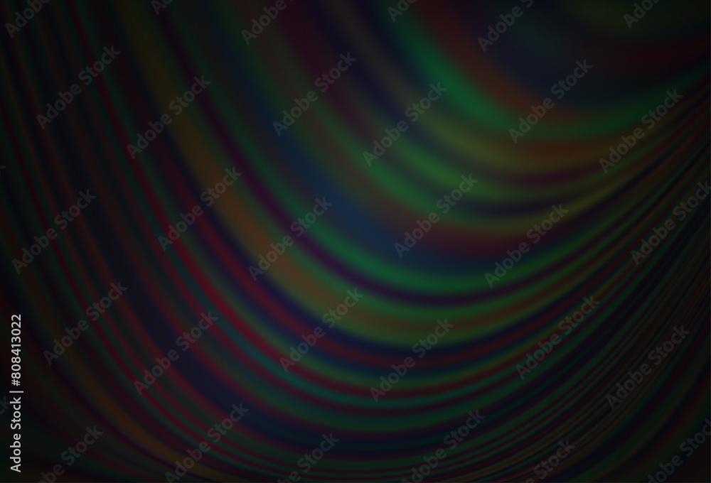 Poster dark black vector pattern with lines, ovals.