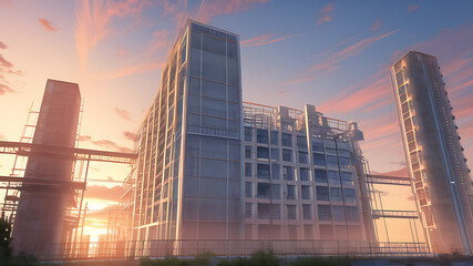 夕暮れの工業地帯_17（industrial area at sunset_17）