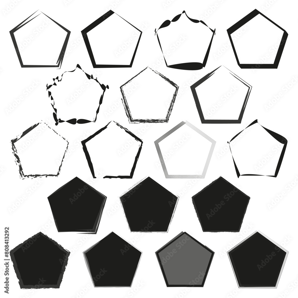 Aufkleber assorted hexagon frames set. geometric borders collection. vector hexagonal shapes.
