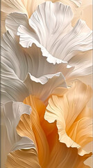 painting featuring white, taupe and yellow art, light orange and white, flourishing