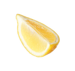 Citrus fruit. Slice of fresh ripe lemon isolated on white