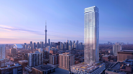 Downtown Condo Living: A modern condominium tower standing tall in the heart of the bustling city center.