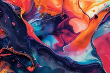 Colorful abstract poster with fluid shapes and vibrant hues, representing dynamic movement and modern graphic trends